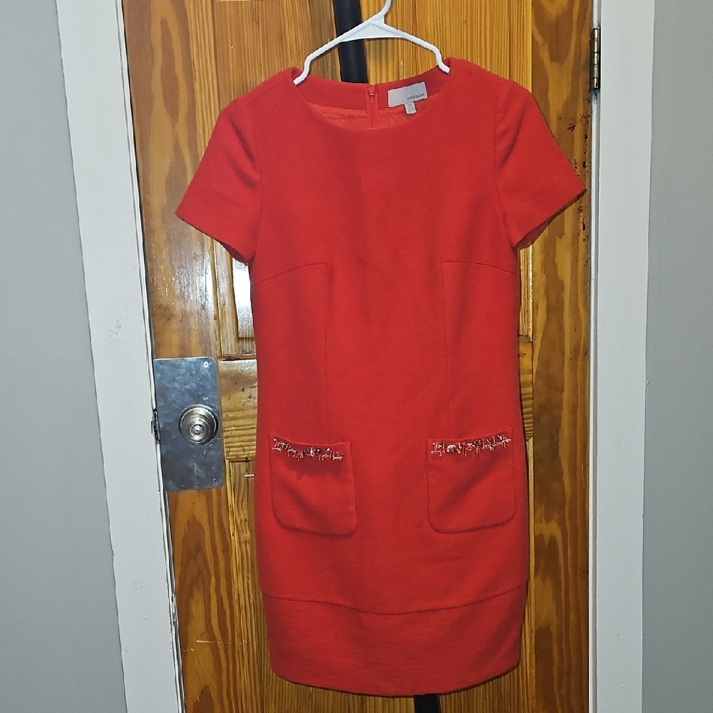 MOISELLE Elegant Red Sheath Mini Dress with Crew Neck